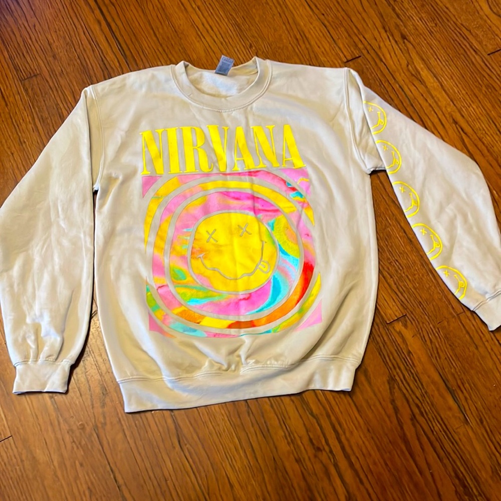( Unisex ) small beige  NIRVANA sweatshirt